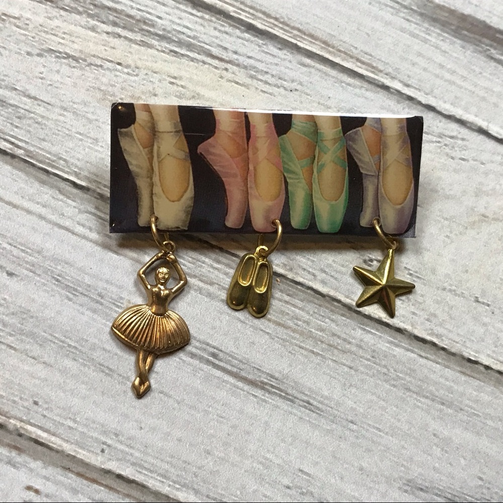 Artisan made plastic ballet brooch with charms
